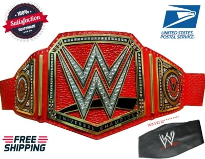 RED WORLD HEAVYWEIGHT CHAMPIONSHIP REPLICA TITLE BRASS BELT BLACK ADULT SIZE 2MM - Image 1 of 4