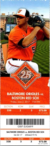 TICKET Baltimore Orioles vs Boston Red Sox (June 2 2017) Pablo Sandoval HR Cover