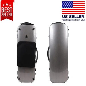 4/4 oblong Case Violin Case Carbon Fiber Composite Strong Silver Color Light - Picture 1 of 10