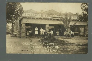Lake James INDIANA RPPC 1929 GENERAL STORE negozio di alimentari nr Angola Fremont storto LK - Foto 1 di 3