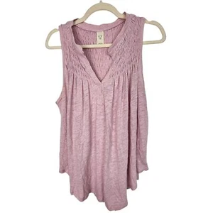 We The Free Tank Top New To Town Smocked Tank Top Cotton Linen Tank Top XS Pink - Picture 1 of 8