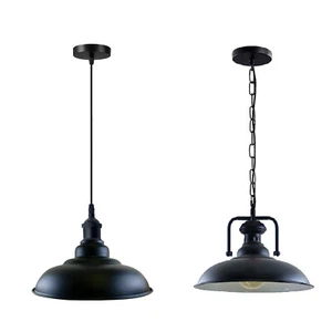 Lámpara colgante retro lámpara de cocina negra lámpara colgante E27 vintage lámpara colgante 240V - Imagen 1 de 10