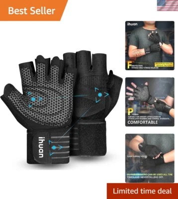 Перчатки для поднятия тяжестей на половину пальца с вентилируемым дизайном — идеально подходят для тренировок - Изображение 1 из 4