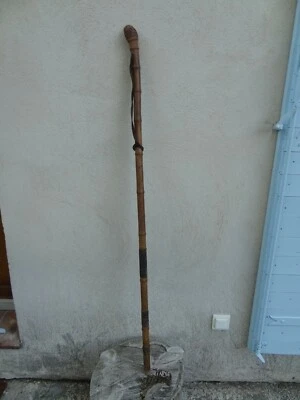 ancienne canne en racine de bambou canne de marche art populaire - Photo 1/4
