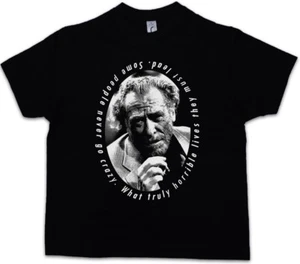 CHARLES BUKOWSKI PORTRAIT Kids Boys T-Shirt Quote Barfly Poetry - Picture 1 of 1