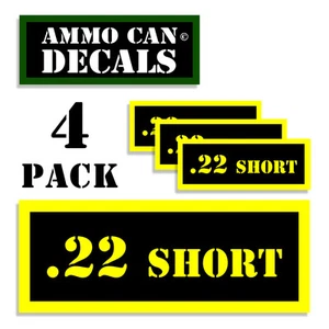 22 SHORT Ammo Can Label 4x Ammunition Case stickers decals 4 pack YW MINI 1.5in - Picture 1 of 1