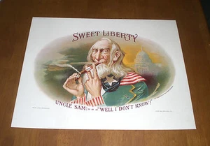 SWEET LIBERTY UNCLE SAM  CIGAR BOX INNER LABEL ART 11x14 PRINT            - Picture 1 of 1