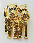 Vintage Gold Tone Scotty Airedale Schnauzer Terrier Bobble Head Pin Brooch