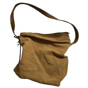Faded Glory Camel Color Suede Leather Bucket Bag Purse Boho Fall Casual - Picture 1 of 8