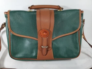 VTG Dooney & Bourke Leather Shoulder Messenger Bag Green Leather w/ Strap Korea - Picture 1 of 21