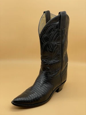Justin L4705 Lizard Leather Western Boots Women’s 8B Black USA Cowgirl Prarie - Image 1 of 4
