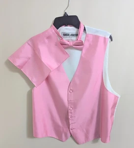 Men's Pink Formal Tuxedo Vest, Bowtie, & Hankie - Picture 1 of 2