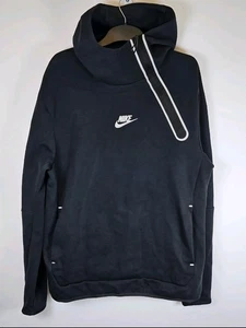 Nike Tech Fleece Hoodie Shoulder Zip Men's Hooded Jacket Black - Size Medium - Picture 1 of 8