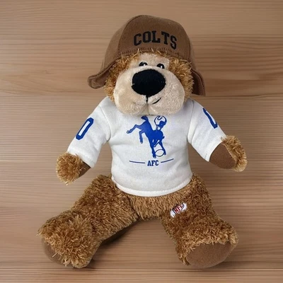 印第安纳波利斯小马队毛绒熊填充动物NFL橄榄球头盔00球衣2010 — 第 1/4 张图片