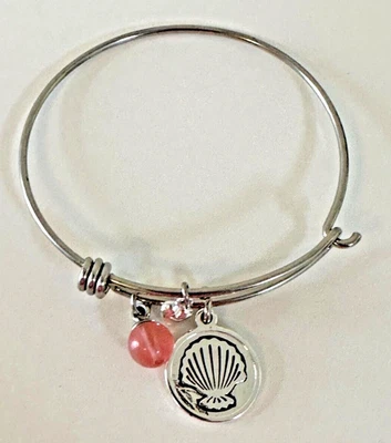 Disney Sirenita LA CH Brazalete Dije Siempre Haz un chapoteo Concha Corazón Rosa Foto 1 de 4