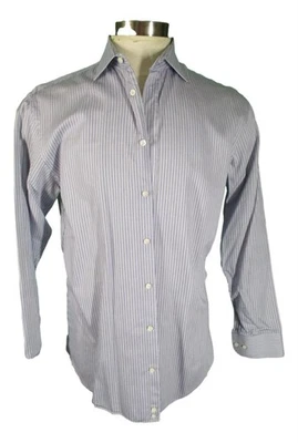 Camisa de vestir Armani Collezioni para hombre azul a rayas de algodón cuello extendido 41 16-34 Foto 1 de 3
