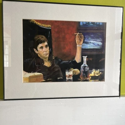 Pintura mate enmarcada Scarface/Al Pachino, 14 pulgadas de largo por 11 pulgadas de alto. Foto 1 de 4