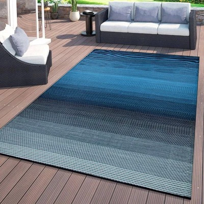 Alfombra de exterior Rugshop a rayas sombra reversible alfombras de plástico alfombra de exterior alfombra azul Foto 1 de 2