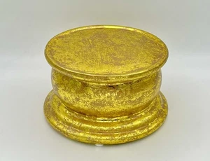 Vintage Mid Century vergoldete Keramik Sockel Pflanzenständer Aufsteller Kerze Barock - Bild 1 von 7