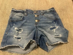 Wonder Nation Shorts Girls Blue Denim Midi Distressed Cut Off Shorts S (6-6X) - Picture 1 of 4