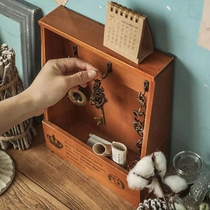 Wall Key Hanger Key Storage Box Organizer Decorative Rustic Sturdy Wall Mounted - Picture 1 of 6
