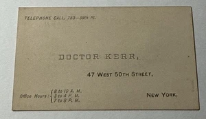 Tarjeta de visita de colección del médico Kerr New York de la década de 1920 con la calle 50 - Imagen 1 de 5
