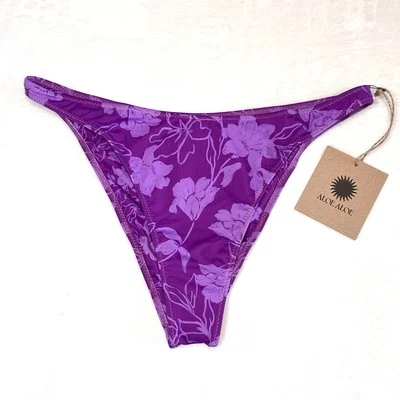 Parte inferior de bikini Free People aloe corte alto XL Lanai púrpura flor tropical nueva Foto 1 de 4