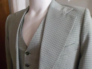 Abrigo deportivo de colección años 70 2 piezas poliéster CENTURY CLUB diente de sabueso chaleco blazer 37r Grn - Imagen 1 de 12