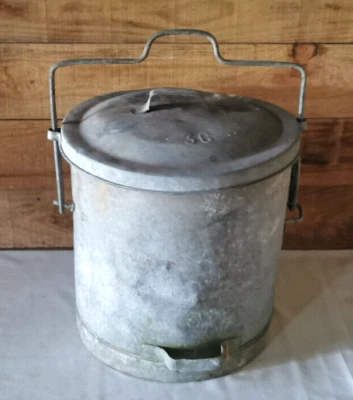ANCIENNE POUBELLE GALVA ZINC - Photo 1/4