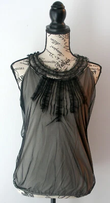 Blusa top de tul negra sin mangas mediana talla M para mujer The Limited Foto 1 de 4