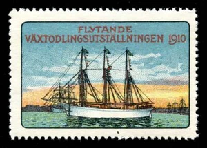 Sweden Poster Stamp - 1910 Traveling Horticultural Exhibition - Ship - Picture 1 of 1