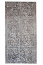 Indian wALL reLIEF Vintage Tribal Hand Carved Door Panel Sculpture RUSTIC Decor