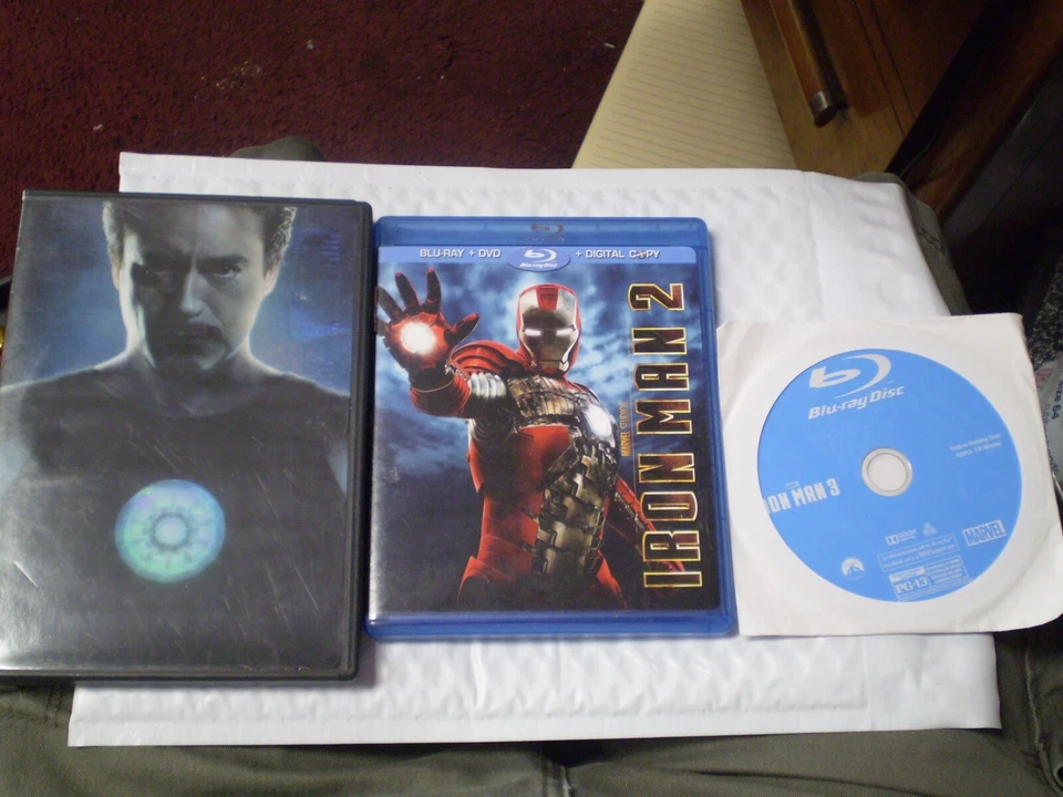 (3) Marvel Iron Man Blu-Ray/DVD Lot: Iron Man 1, 2 & 3     Robert Downey Jr. - Image 1 of 1