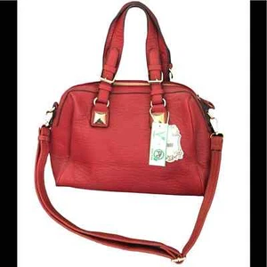 Alyssa red Vegan leather Pb lead-free shoulder bag 14” x 10” - Picture 1 of 8