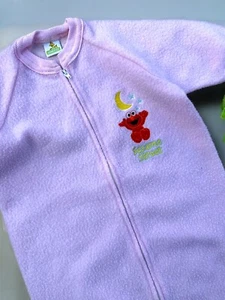 Vintage Pink Sesame Street Baby Elmo Fleece Zip Up Sleep Sack Bag OS Baby Girl - Picture 1 of 4