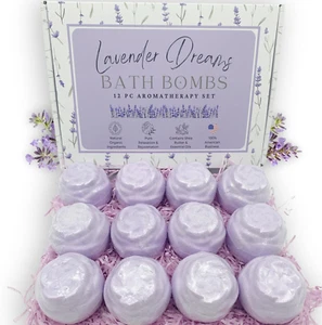 Evolutionusa Lavender Dreams Bath Bombs for Women, 12 Organic Flower Bath Bombs, - Picture 1 of 12