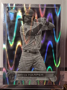 2022 Topps Chrome Sonic Bryce Harper Black and White Ray Wave Refractor Phillies - Picture 1 of 2