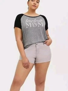 Torrid Baseball T-Shirt Sz 3X 3 Grey Black Raglan Baseball Mom Graphic Tee New - Picture 1 of 6