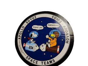 Snoopy Apollo -Soyuz Vitachrome Sticker  Space Teams Original 1974 3 5/8" Jbx36 - Picture 1 of 3