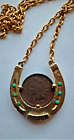 Indian Head penny (1908) and horse shoe pendant with chain