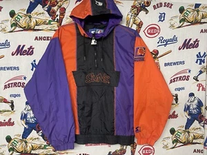 VTG 90S STARTER PHOENIX SUNS PULLOVER 1/4 ZIP ANORAK JACKET WINDBREAKER LARGE - Picture 1 of 11