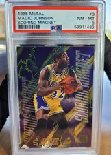 1995 Fleer Metal Scoring Magnet Magic Johnson #3 PSA 8