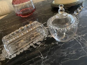 Imperial Glass CANDLEWICK 1/4 lb. Covered Butter & Covered Jam/Marmalade w/Ladle - Picture 1 of 5