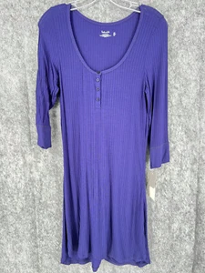 Splendid Intimates Long Sleeve Women Solid Purple Round Neck Knee Length Dress M - Picture 1 of 8