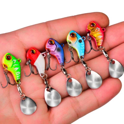 5PCS VIB Metal Rotating Vibe Spoon Fishing Lure Crankbait Vibration Spinner Bait - Image 1 of 4