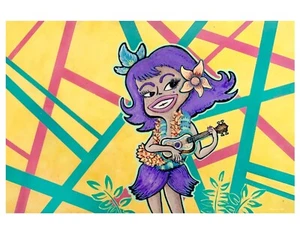 "JESSICA"" Papierdruck, Pop Art Graffiti Tattoo Hula Tänzerin Insel Stranddekor" - Bild 1 von 7