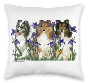 Shetland Sheepdog Floral Throw Pillow, Decorative Pillow, Cute Sheltie Accent Pi - Picture 1 of 2