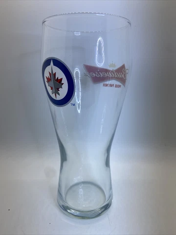 Pilsner Beer Glass NHL Winnipeg Jets Logo Budweiser Proud Partner 7.4" Tall Cover
