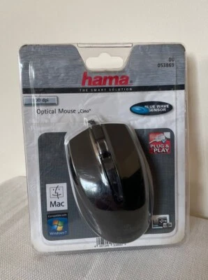 Hama Cino Optical Wired Mouse Plug & Play Computer PC Windows Mac Black 800dpi - Image 1 of 2