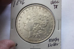 T   1896    FULL BREAST FEATHERS UNC+++  MORGA SILVER  DOLLAR - Picture 1 of 2